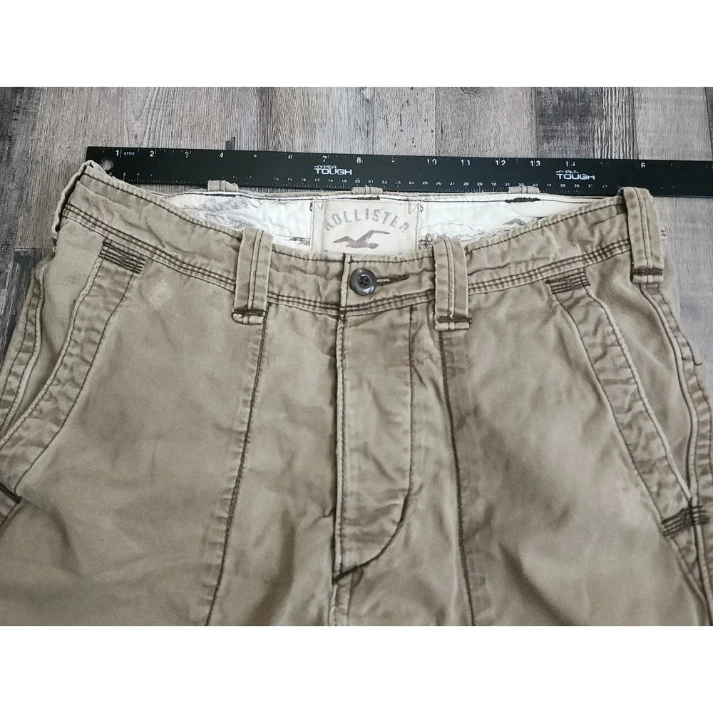 Hollister Cargo Shorts Mens 30 Khaki Tan Cotton Twill Casual Summer Outdoor